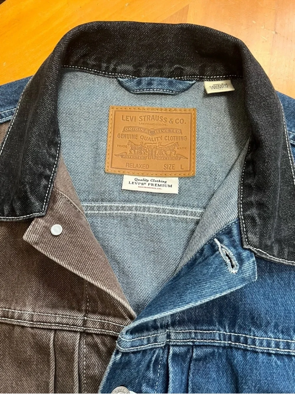 Levi's Premium Men's Type I Relaxed Fit L Trucker Jacket  Champlain Colorblock - Picture 13 of 13